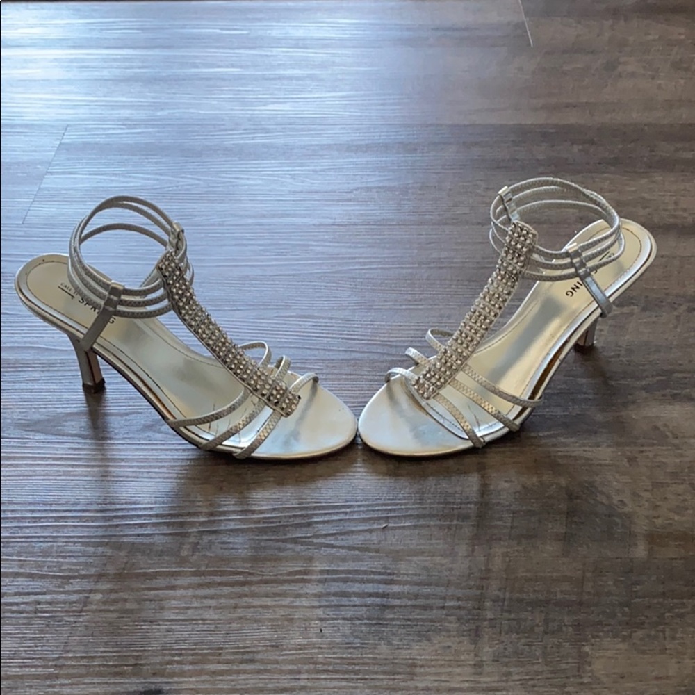 Call It Spring Silver Strappy Rhinestone Heels - Picture 3 of 7
